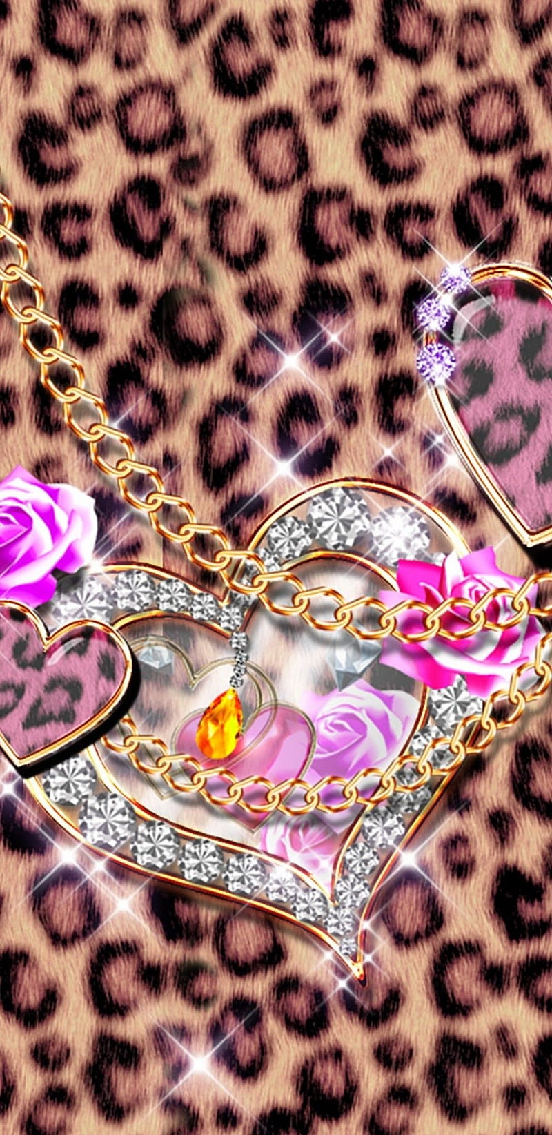 Wild Hearts, animal print, girly, gold, golden, leopard, pink, pretty, HD  phone wallpaper | Peakpx