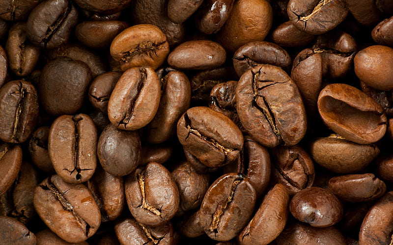 black coffee, grains coffee, macro, coffee texture, HD wallpaper