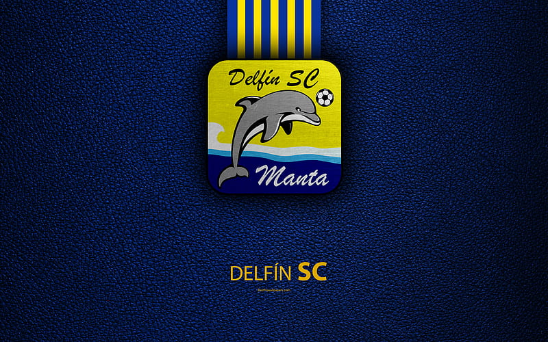 Delfín SC leather texture, Ecuadorian football club, logo, emblem, Ecuadorian Serie A, Manta, Ecuador, football, HD wallpaper
