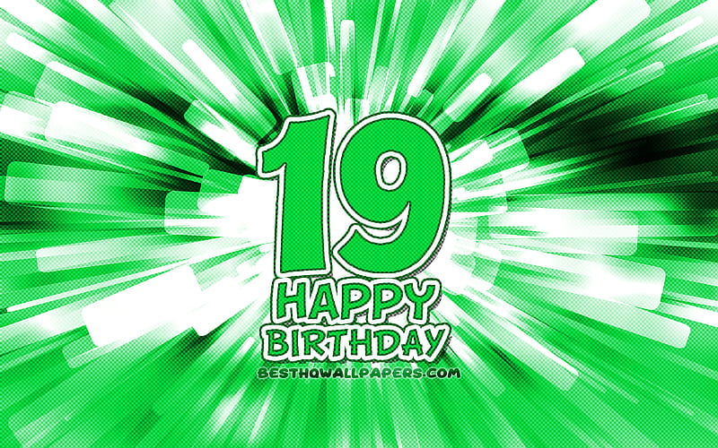  Feliz cumpleaños  , rayos abstractos verdes, fiesta de cumpleaños, creativo, Fondo de pantalla HD