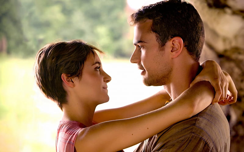 The Divergent Series: Insurgent (2015), movie, Theo James, man, insurgent, tris, fantasy, girl, four, actress, divergent series, Shailene Woodley, couple, actor, HD wallpaper
