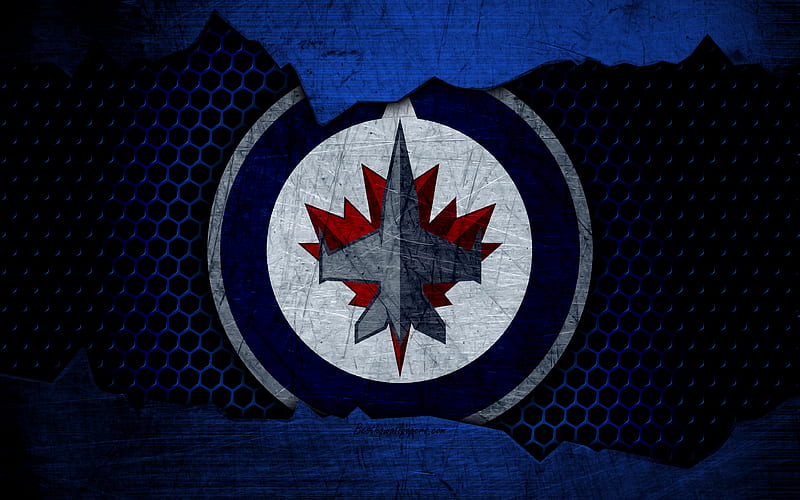 Winnipeg Jets logo, NHL, hockey, Western Conference, USA, grunge, metal texture, Central Division, NHLJets, HD wallpaper