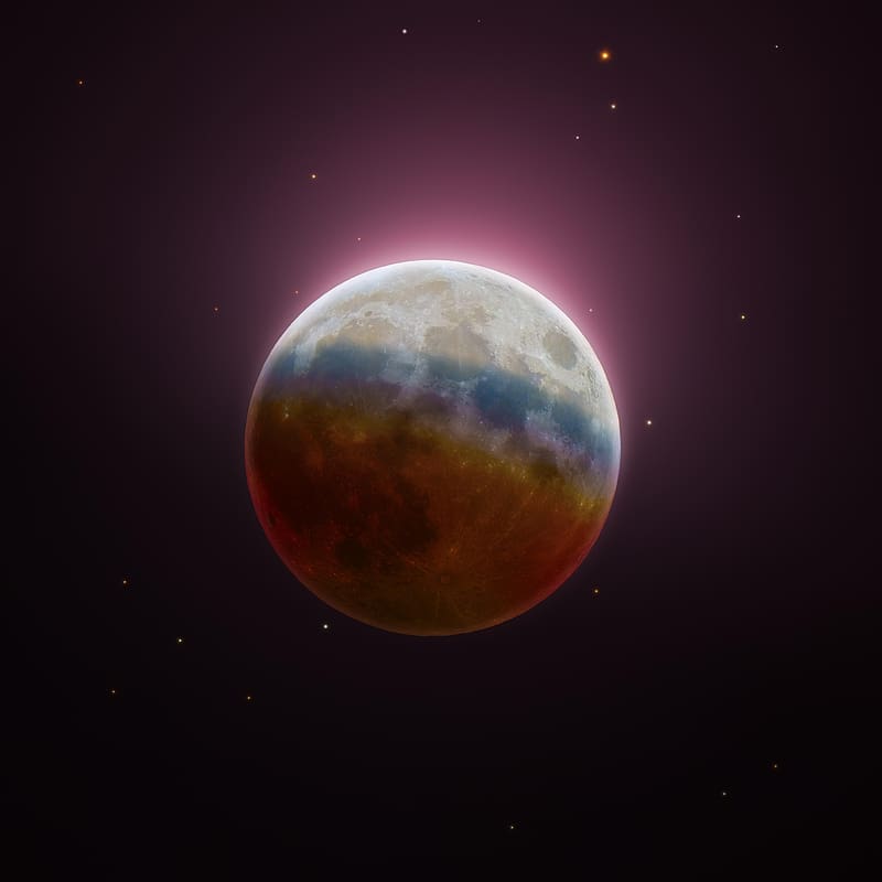 Lunar eclipse astrography colorful, HD phone wallpaper