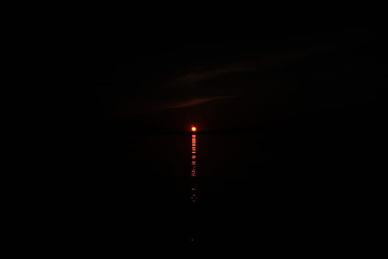 sunset, sun, glare, water, dark, horizon, HD wallpaper