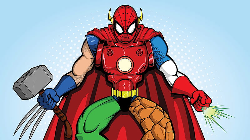 Dc Mashup , spiderman, superheroes, behance, HD wallpaper
