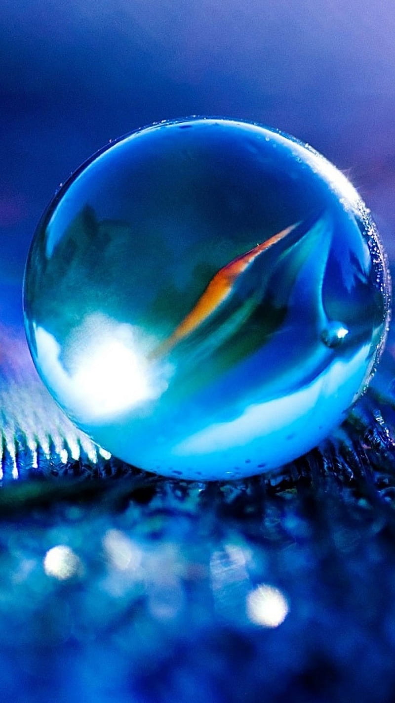 Glass Ball , glass ball, blue, art, creative, HD phone wallpaper
