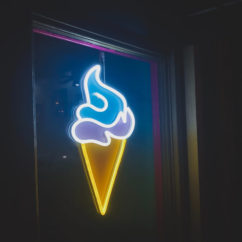 neon, sign, ice cream, HD phone wallpaper
