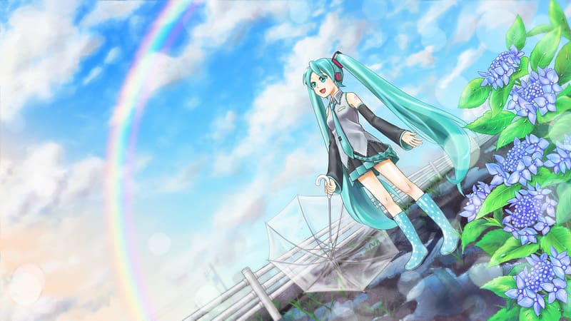 Anime, Sky, Rainbow, Vocaloid, Hatsune Miku, HD wallpaper | Peakpx