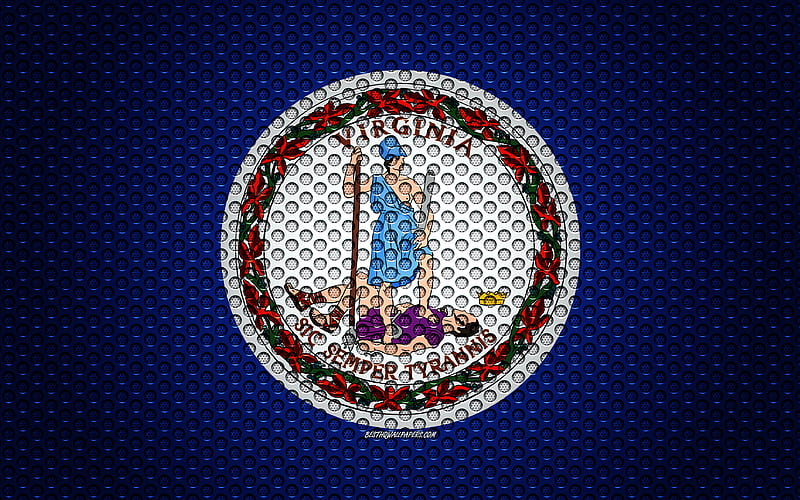 Flag of Virginia American state of art, creative art, metal mesh, Virginia flag, national symbol, Virginia, USA, flags of American states, HD wallpaper