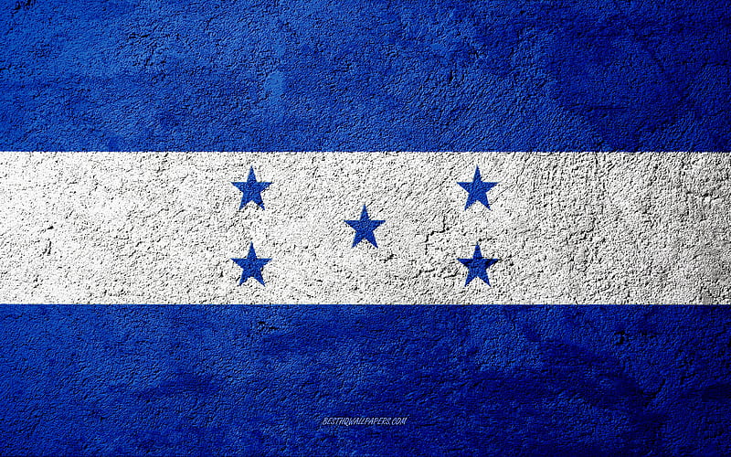 Flag of Honduras, concrete texture, stone background, Honduras flag, North America, Honduras, flags on stone, HD wallpaper