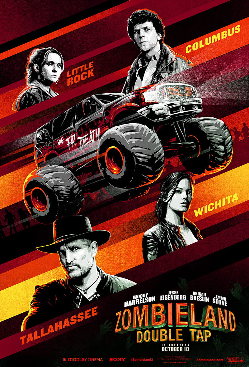 Zombieland 2, funny, monster truck, zombieland2, zombies, HD phone wallpaper