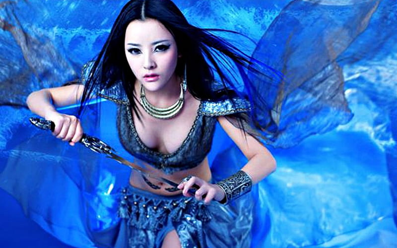 Asian Beauty, model, woman, blue, Asian, HD wallpaper