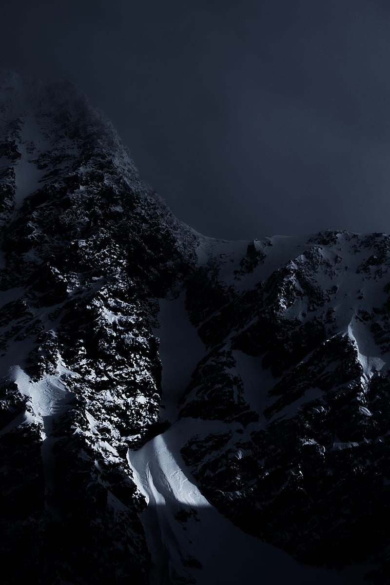 mountain, peak, snowy, fog, dark, tyrol, stubai, austria, HD phone wallpaper