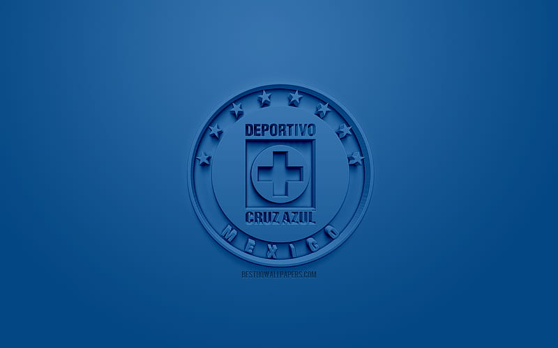 Cruz Azul, creative 3D logo, blue background, 3d emblem, Mexican football club, Liga MX, Mexico City, Mexico, 3d art, football, stylish 3d logo, HD wallpaper