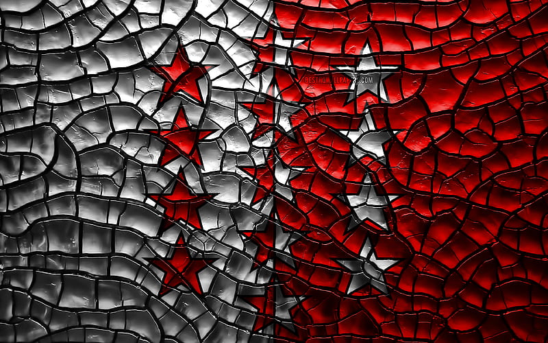 Flag of Valais swiss cantons, cracked soil, Switzerland, Valais flag, 3D art, Valais, Cantons of Switzerland, administrative districts, Valais 3D flag, Europe, HD wallpaper