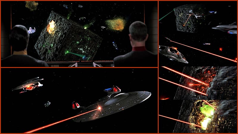 Starfleet vs The Borg, Borg, Star Trek First Contact, Enterprise E, Starfleet Ships, Battle, HD wallpaper