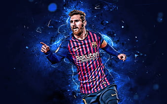 Lionel Messi, 2019, joy, football stars, Barcelona FC, side view ...