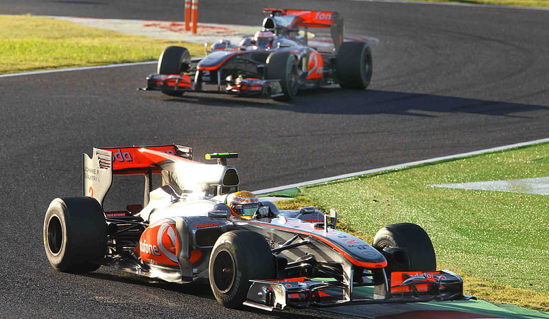 Formula 1, f1, mclarens, hamilton and button, HD wallpaper