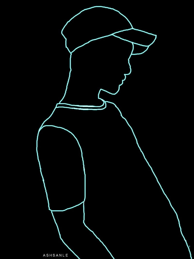 Black Line Art  Boy Sitting Wallpaper Download  MobCup
