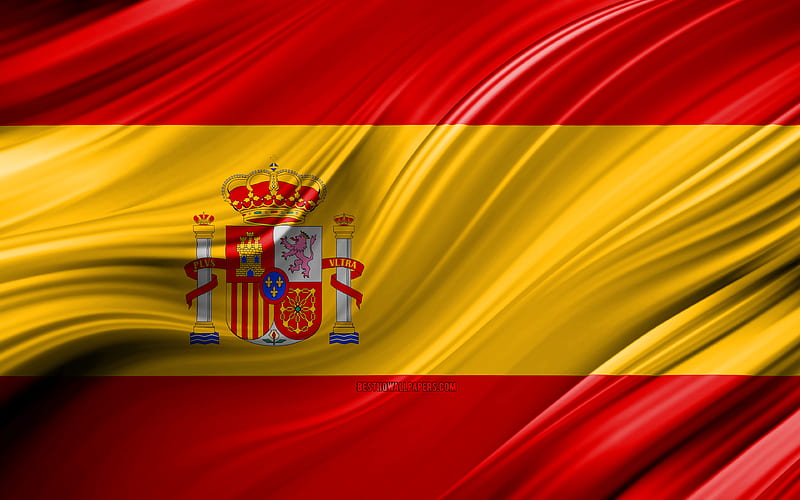 Spanish flag, European countries, 3D waves, Flag of Spain, national symbols, Spain 3D flag, art, Europe, Spain, HD wallpaper