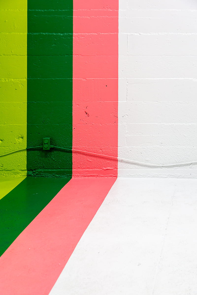 white, pink, green, and yellow painted wall, HD phone wallpaper