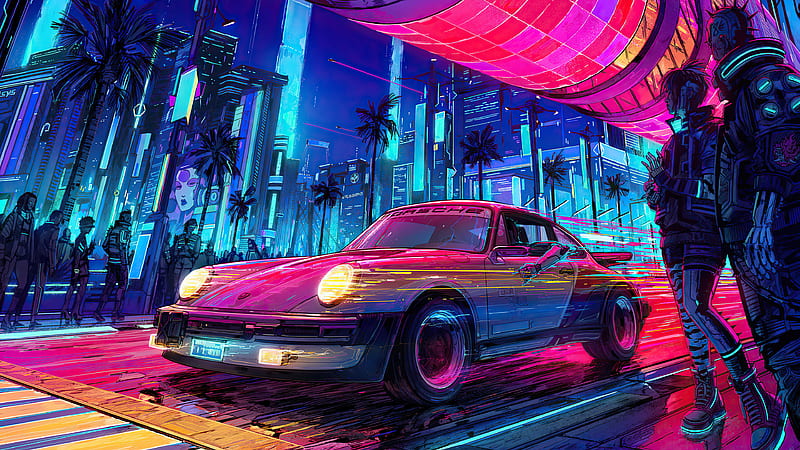 Car Porsche Cyberpunk 2077, HD wallpaper