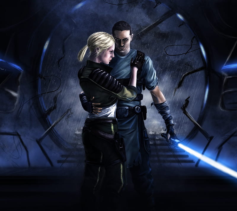 Juno and Starkiller, desenho, art, painting, colors, landscape, awesome, stylish, attractive, admirable, HD wallpaper