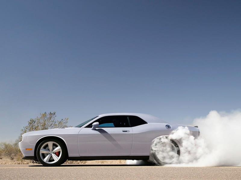 Dodge Challenger SRT, challenger, muscle, smoking, car, hot, dodge, smoke, HD wallpaper