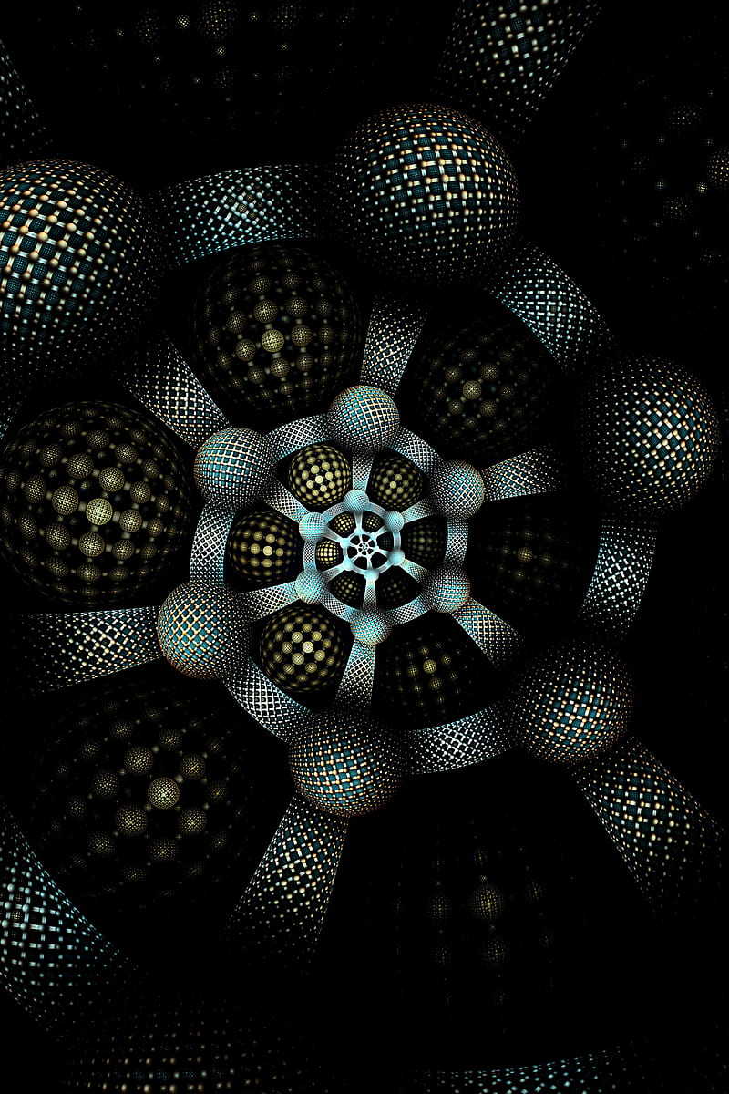 fractal, pattern, swirling, circles, forma, dark, HD phone wallpaper