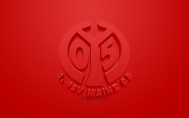 1 FSV Mainz 05, creative 3D logo, red background, 3d emblem, German football club, Bundesliga, Mainz, Germany, 3d art, football, stylish 3d logo, Mainz FC, HD wallpaper