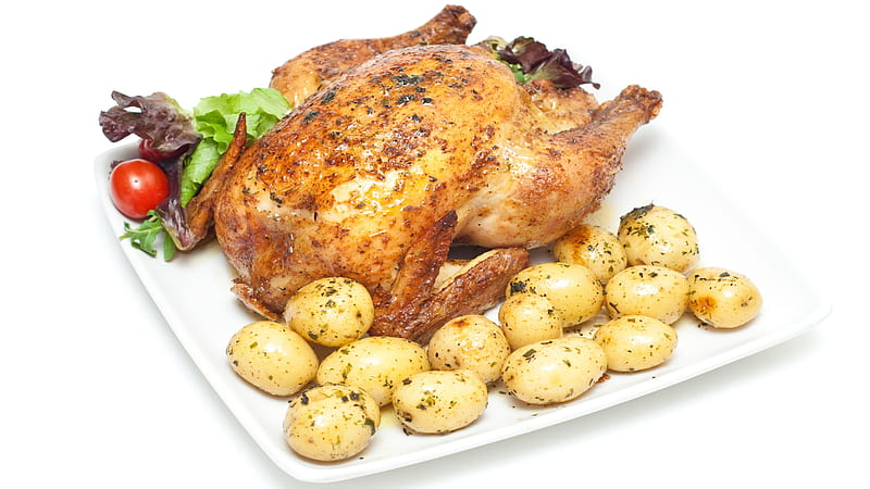 Food, Chicken, Potato, HD wallpaper