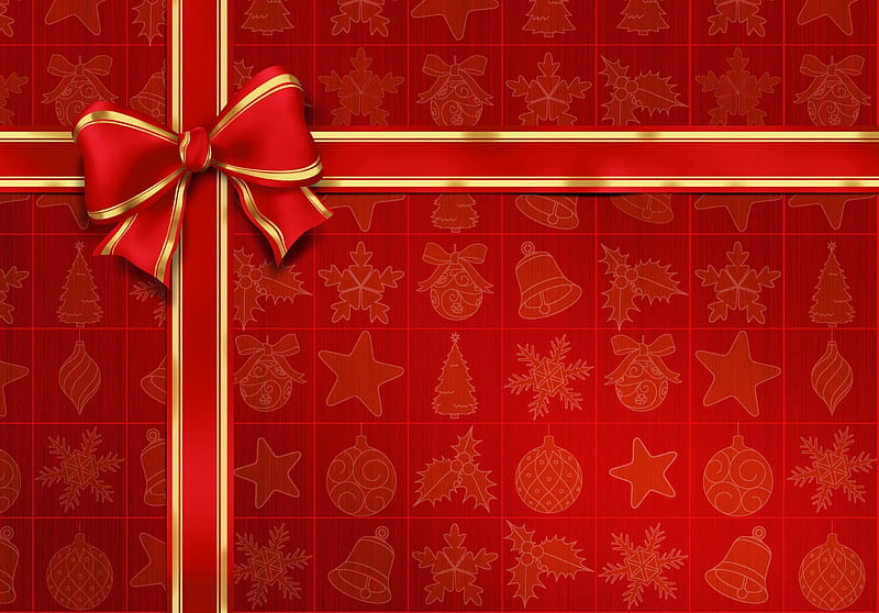 Christmas Wrapping, christmas bows, christmas present, christmas gift, red christmas, HD wallpaper