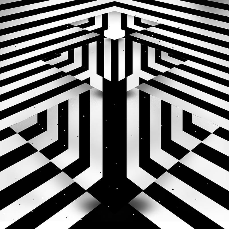 Hierarchy, Divin, abstract, abstraction, architecture, black white, geometric, geometry, illusive, kinetic, op art, optical, optical art, optical illusion, perspective, portal, space, striped, structure, visual, HD phone wallpaper