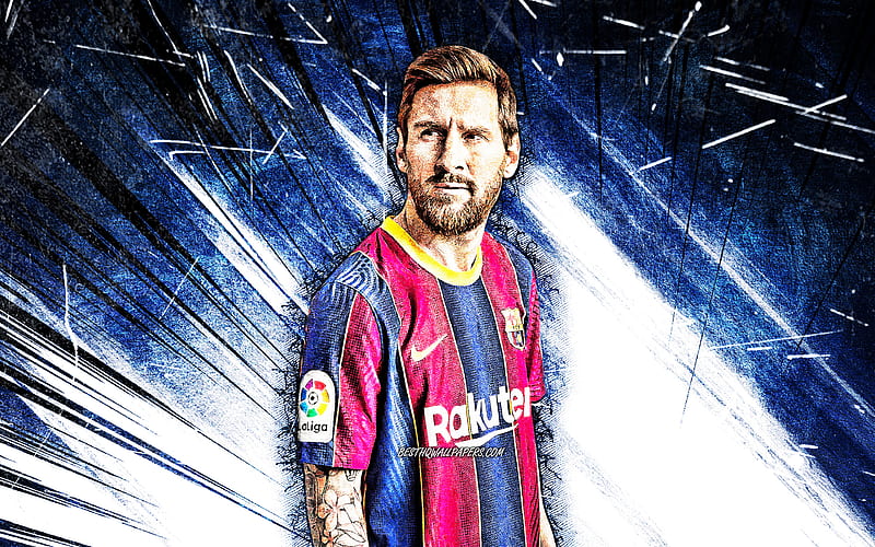 Lionel Messi, grunge art Barcelona FC, La Liga, argentinian footballers ...