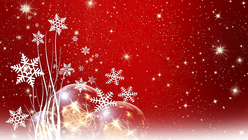 Red Snowflake With Stars Snowflake, HD wallpaper