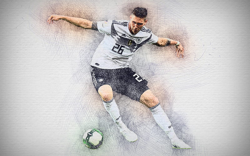 Niklas Sule, German football team, artwork, Sule, soccer, footballers, drawing Niklas Sule, Germany National Team, HD wallpaper