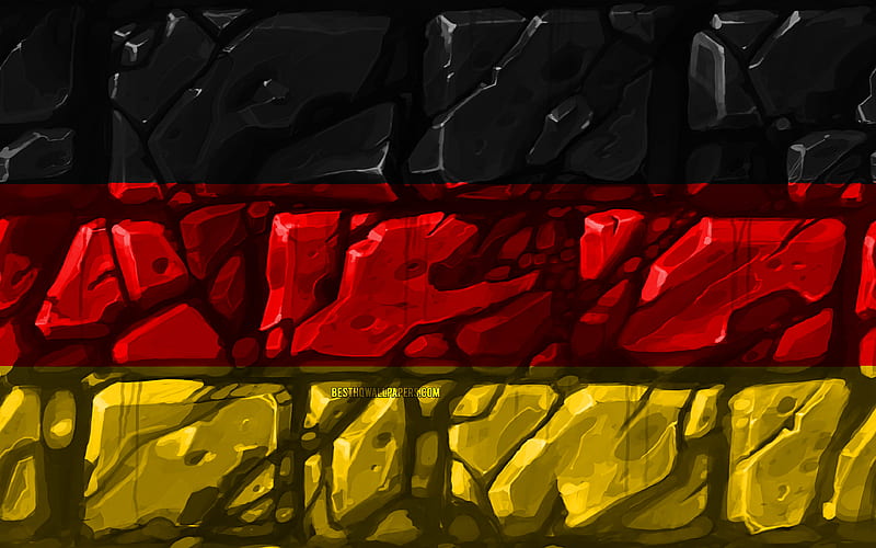 German flag, brickwall European countries, national symbols, Flag of Germany, creative, Germany, Europe, Germany 3D flag, HD wallpaper