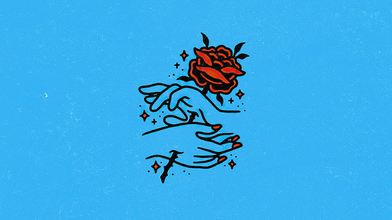 Painful Love Rose, rose, minimalism, minimalist, love, artist, artwork, digital-art, HD wallpaper