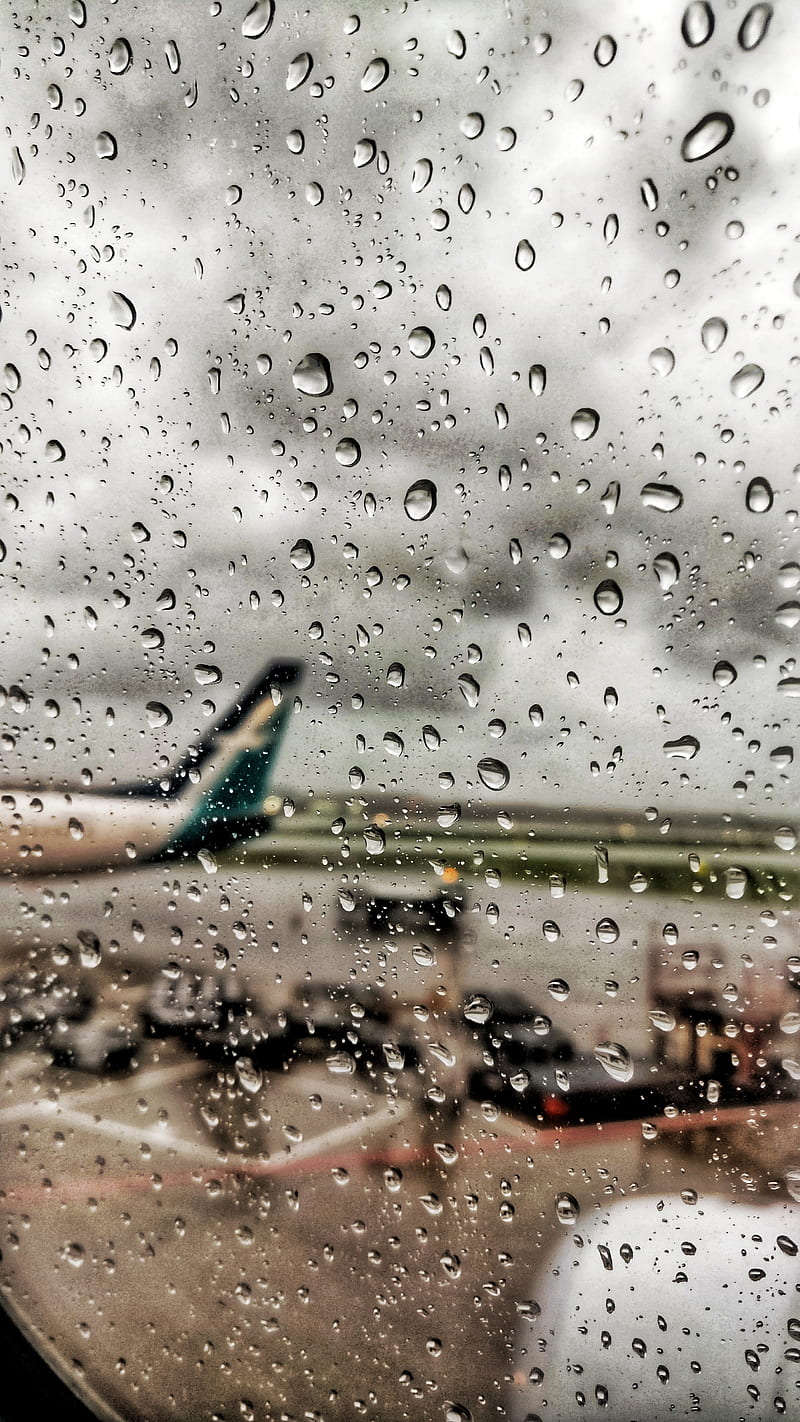 Airport Drop, airplane, droplets, drops, flight, plane, rains, rainy, water, weather, HD phone wallpaper