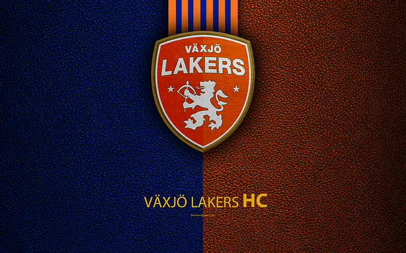 Vaxjo Lakers HC Swedish hockey club, SHL, leather texture, logo, Swedish Hockey League, Växjö, Sweden, hockey, Elitserien, HD wallpaper