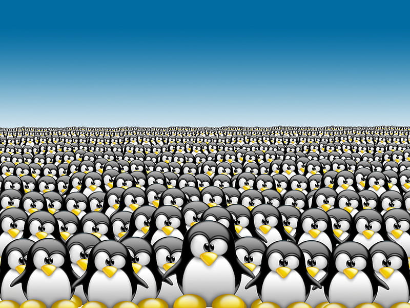 Tux Invasion, penguins, tux, invasion, HD wallpaper