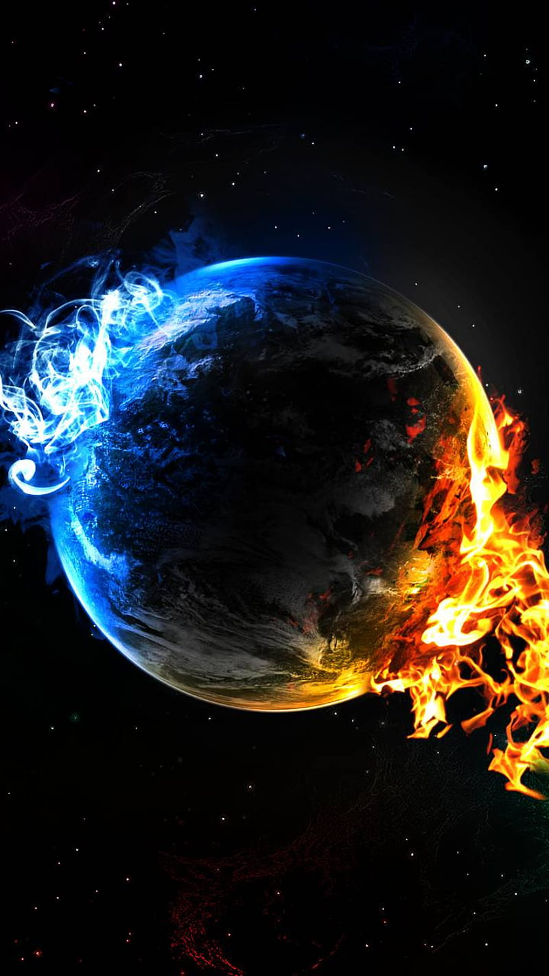 The future, earth, fire, ice, HD phone wallpaper