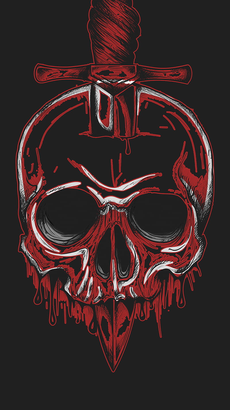 Death Metal, 929, blood, cool, dagger, dark minimal, new, simple, skull, HD phone wallpaper