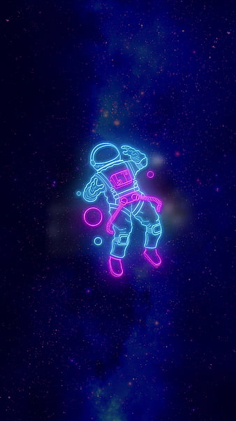 astronaut Neon, astronaut, blue, space neon astronaut, HD phone wallpaper