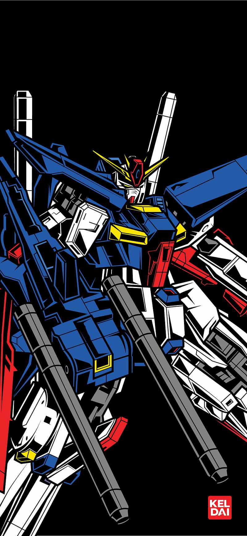 Gundam By Keldai, cartoon, robot, HD phone wallpaper