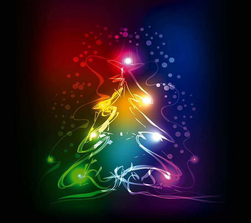 Xmas Tree, christmas, colors, neon, tree, xmas, HD wallpaper