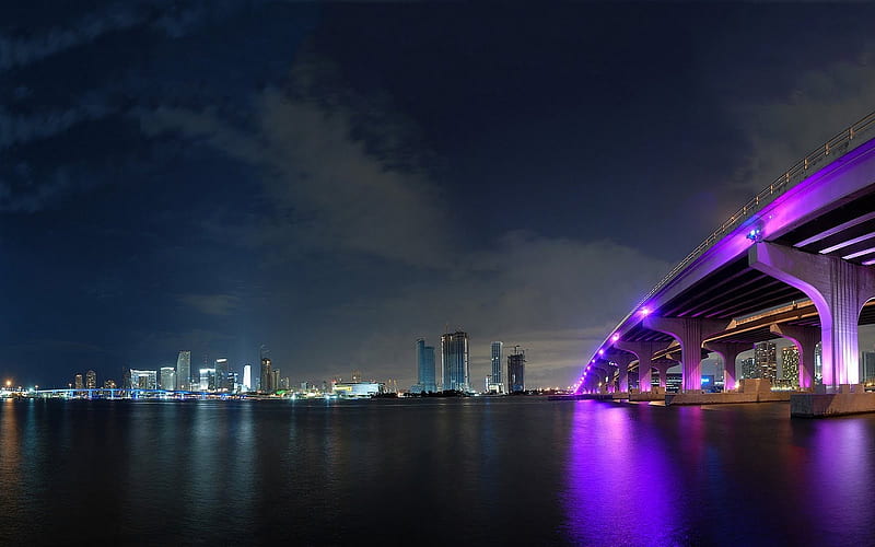 Purple Bridge, architecture, purple, 3d and cg, bridges, HD wallpaper