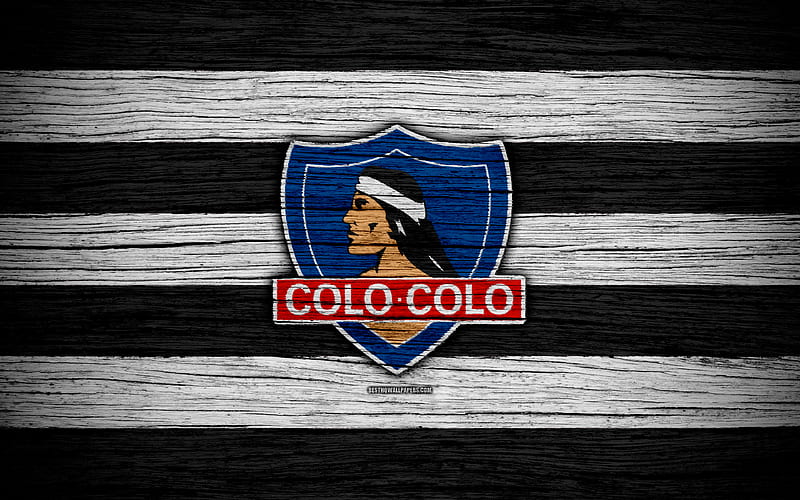 Colo Colo FC logo, Chilean Primera Division, soccer, football club, Chile, Colo Colo, wooden texture, FC Colo Colo, HD wallpaper