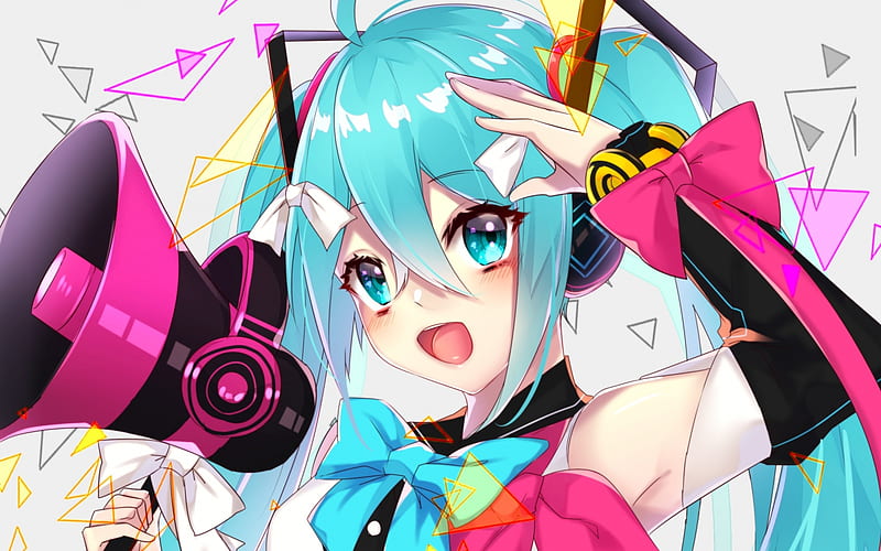 Hatsune Miku, artwork, speaker, manga, Vocaloid, HD wallpaper