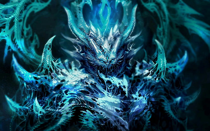 Ice Demon, blue, devil, badass, diablo, anime, game, HD wallpaper